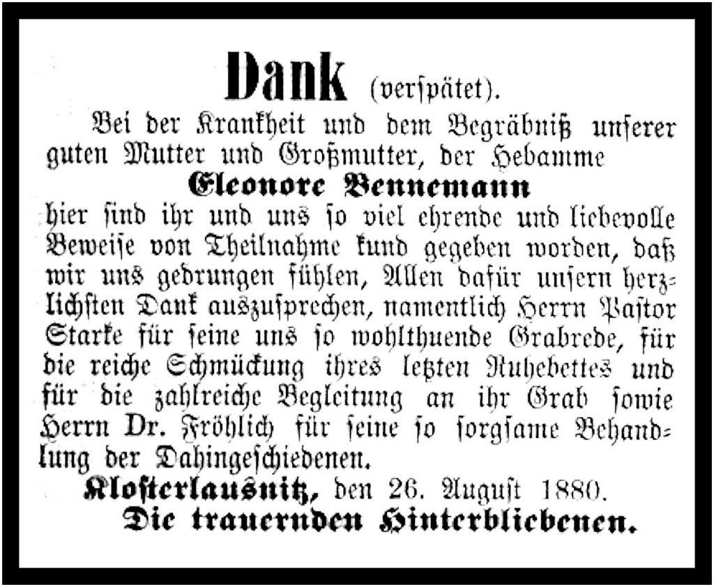 1880-08-26 Kl Trauer Bennemann